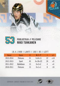 2014-15 Cardset Finland #269 Niko Tuhkanen Back
