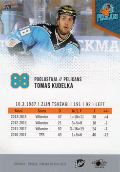 2014-15 Cardset Finland #270 Tomas Kudelka Back