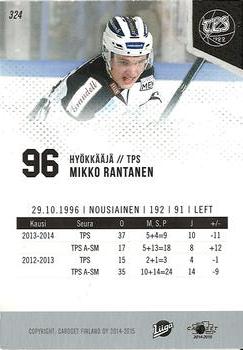 2014-15 Cardset Finland #324 Mikko Rantanen Back