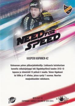 2014-15 Cardset Finland - Need For Speed #NFS6 Kasperi Kapanen Back