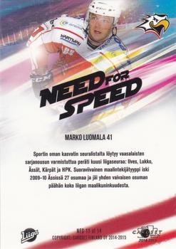 2014-15 Cardset Finland - Need For Speed #NFS11 Marko Luomala Back