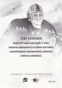 2014-15 Cardset Finland - Ghost Goalies #GG7 Tomi Karhunen Back