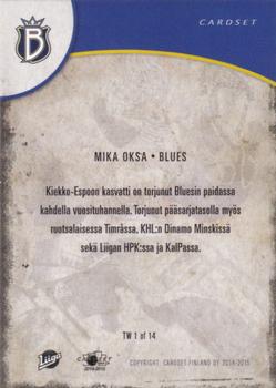 2014-15 Cardset Finland - The Wall #TW1 Mika Oksa Back