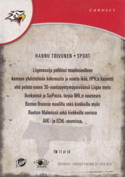 2014-15 Cardset Finland - The Wall #TW11 Hannu Toivonen Back