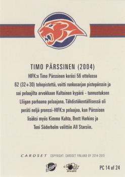 2014-15 Cardset Finland - Player’s Choice Best Of The Best #PC14 Timo Pärssinen Back