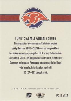 2014-15 Cardset Finland - Player’s Choice Best Of The Best #PC16 Tony Salmelainen Back