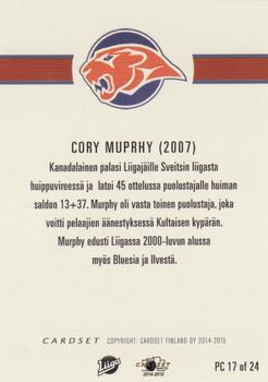 2014-15 Cardset Finland - Player’s Choice Best Of The Best #PC17 Cory Murphy Back