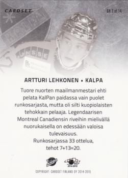 2014-15 Cardset Finland - Golden Helmets #GH7 Artturi Lehkonen Back
