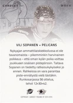 2014-15 Cardset Finland - Golden Helmets #GH10 Vili Sopanen Back