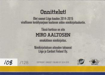 2014-15 Cardset Finland - Signature #NNO Miro Aaltonen Back