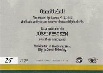 2014-15 Cardset Finland - Signature #NNO Jussi Pesonen Back