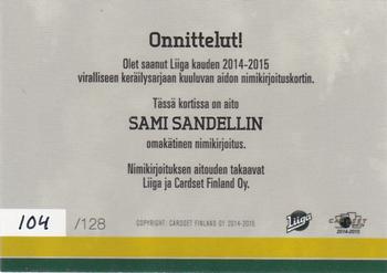 2014-15 Cardset Finland - Signature #NNO Sami Sandell Back