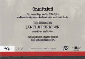2014-15 Cardset Finland - Signature #NNO Jani Tuppurainen Back