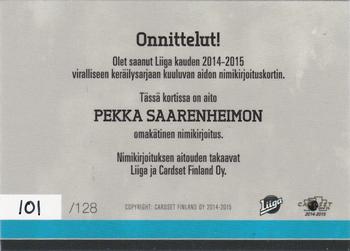 2014-15 Cardset Finland - Signature #NNO Pekka Saarenheimo Back