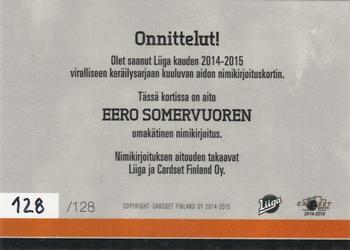 2014-15 Cardset Finland - Signature #NNO Eero Somervuori Back