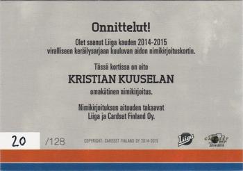 2014-15 Cardset Finland - Signature #NNO Kristian Kuusela Back