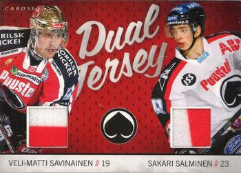 2014-15 Cardset Finland - Dual Jersey Series 1 Exchange #NNO Veli-Matti Savinainen / Sakari Salminen Front