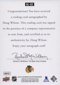 2013-14 Upper Deck Ultimate Collection - 1997 Ultimate Legends Signatures #AL-52 Doug Wilson Back