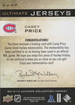 2013-14 Upper Deck Ultimate Collection - Ultimate Jerseys #UJ-CP Carey Price Back