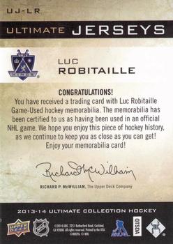 2013-14 Upper Deck Ultimate Collection - Ultimate Jerseys #UJ-LR Luc Robitaille Back