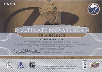 2013-14 Upper Deck Ultimate Collection - Ultimate Signatures Veterans #US-CH Cody Hodgson Back