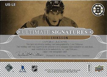 2013-14 Upper Deck Ultimate Collection - Ultimate Signatures Veterans #US-LE Loui Eriksson Back