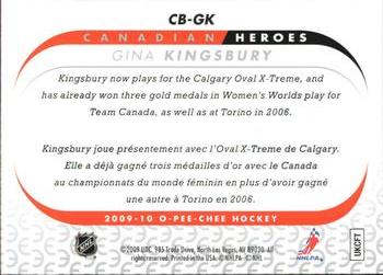 2009-10 O-Pee-Chee - Canadian Heroes #CB-GK Gina Kingsbury Back
