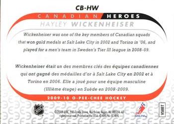 2009-10 O-Pee-Chee - Canadian Heroes #CB-HW Hayley Wickenheiser Back