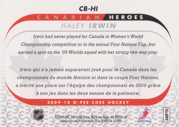 2009-10 O-Pee-Chee - Canadian Heroes #CB-HI Haley Irwin Back