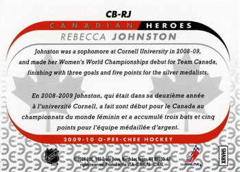 2009-10 O-Pee-Chee - Canadian Heroes #CB-RJ Rebecca Johnston Back