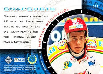1999-00 Upper Deck Swedish Hockey League - Snapshots #S13 Mattias Weinhandl Back
