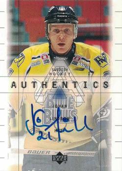 1999-00 Upper Deck Swedish Hockey League - SHL Signatures #JL Johan Lindbom Front