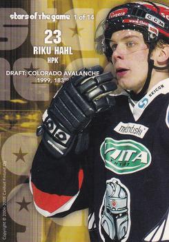 2004-05 Cardset Finland - Stars of the Game #1 Riku Hahl Back