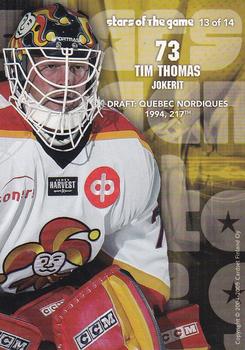 2004-05 Cardset Finland - Stars of the Game #13 Tim Thomas Back