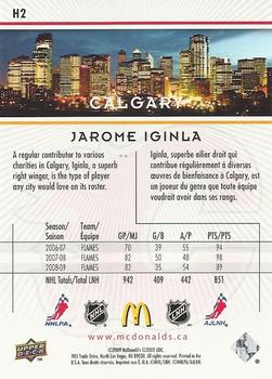 2009-10 Upper Deck McDonald's - Horizons #H2 Jarome Iginla Back