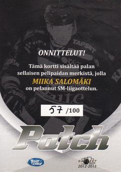 2012-13 Cardset Finland - Patch Series 2 Exchange #NNO Miikka Salomäki Back
