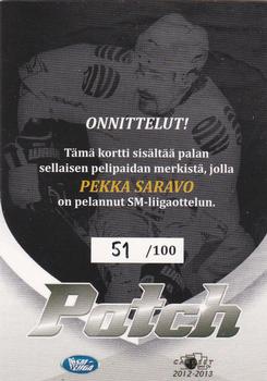 2012-13 Cardset Finland - Patch Series 2 Exchange #NNO Pekka Saravo Back