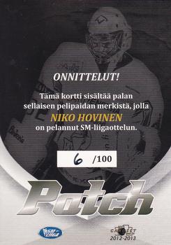 2012-13 Cardset Finland - Patch Series 2 Exchange #NNO Niko Hovinen Back