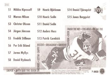1997-98 Collector's Choice Swedish - Hockey Stick-Ums #S13 Patrik Carnbäck Back