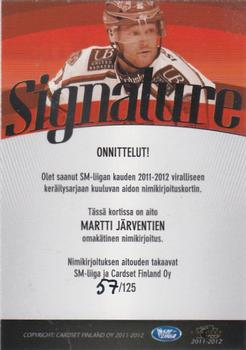 2011-12 Cardset Finland - Signature #NNO Martti Järventie Back