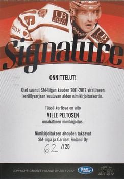 2011-12 Cardset Finland - Signature #NNO Ville Peltonen Back