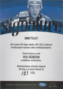2011-12 Cardset Finland - Signature #NNO Ossi Väänänen Back