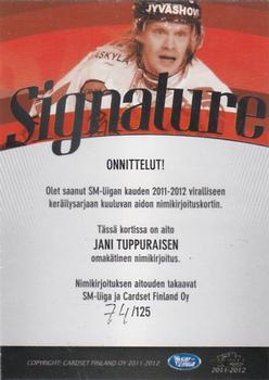 2011-12 Cardset Finland - Signature #NNO Jani Tuppurainen Back