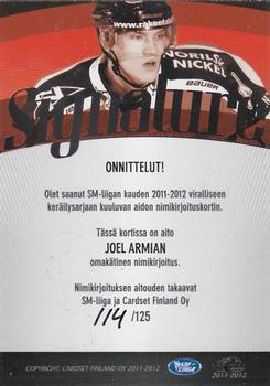 2011-12 Cardset Finland - Signature #NNO Joel Armia Back