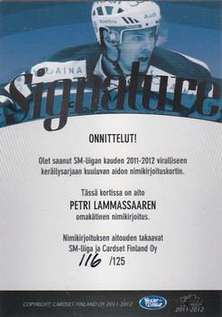 2011-12 Cardset Finland - Signature #NNO Petri Lammassaari Back