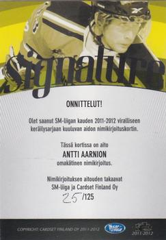 2011-12 Cardset Finland - Signature #NNO Antti Aarnio Back