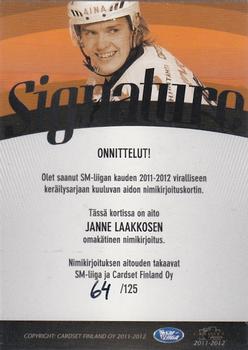 2011-12 Cardset Finland - Signature #NNO Janne Laakkonen Back