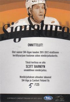 2011-12 Cardset Finland - Signature #NNO Scott Barney Back