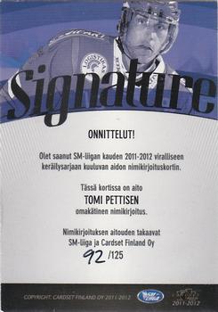 2011-12 Cardset Finland - Signature #NNO Tomi Pettinen Back