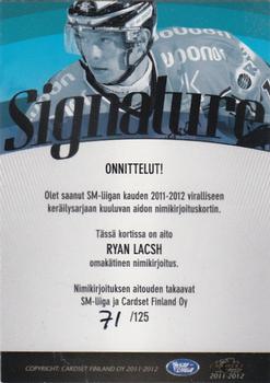 2011-12 Cardset Finland - Signature #NNO Ryan Lasch Back